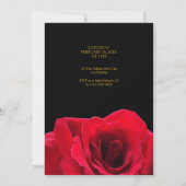 Foto Gold Frame Rote Rose | Schwarze Hochzeit Einladung (Rückseite)