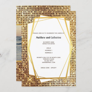 Foto Gold Glitzer geometrischer Rahmen DIY Budget Einladung