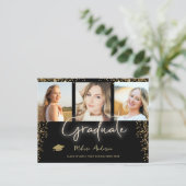 Foto Gold Graduate Navy Blue Ballon Ankündigung Postkarte (Stehend Vorderseite)