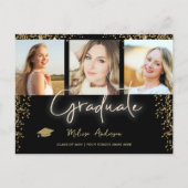 Foto Gold Graduate Navy Blue Ballon Ankündigung Postkarte (Vorderseite)