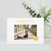Foto Gold Graduation Party Einladung (Stehend Vorderseite)