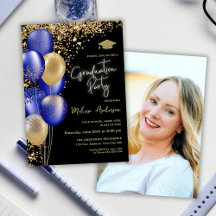 Foto Gold Graduation Party Navy Blue Ballons