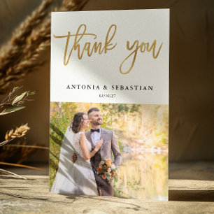 Foto Gold Letters Wedding Vielen Dank Dankeskarte