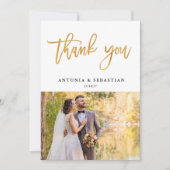 Foto Gold Letters Wedding Vielen Dank Dankeskarte (Vorderseite)