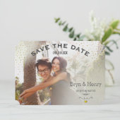 Foto Gold Lichteffekte Schwarze Gold Punkte auf de Save The Date (Stehend Vorderseite)