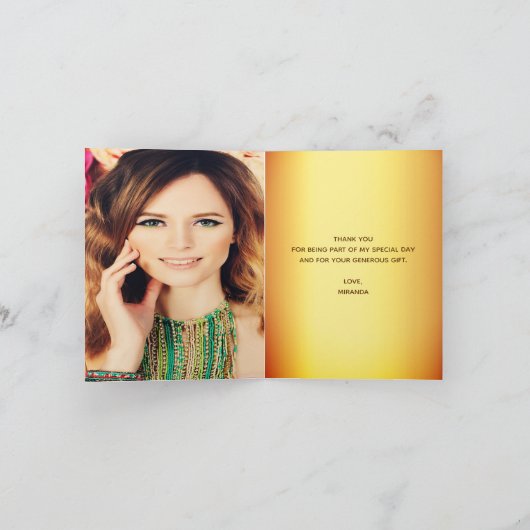 Foto gold Metallic Geburtstag Danke (Innenseite)