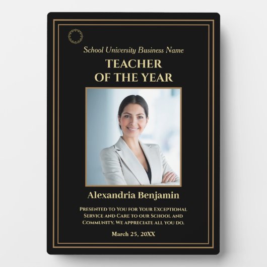 Foto Gold Personalize Award für Lehrer des Jahres Fotoplatte (Vorderseite)