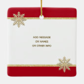 FOTO Gold Red Snow Keepake Weihnachtsfeiertag Keramikornament (Rückseite)
