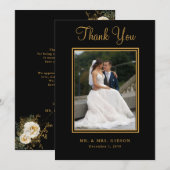 Foto Gold Script auf Black Wedding Danke Karte (Vorne/Hinten)