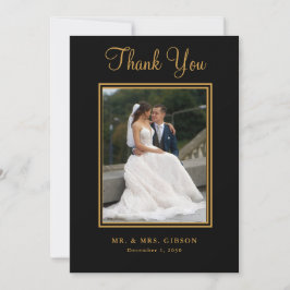 Foto Gold Script auf Black Wedding Danke Karte