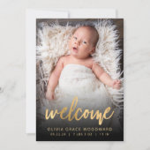 Foto Gold Script Black Willkommensgeburt Ankündigung (Vorderseite)