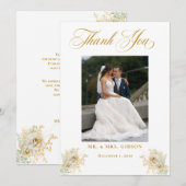 Foto Gold Script Blues Hochzeit Danke Karte (Vorne/Hinten)