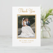 Foto Gold Script Hochzeit Dankeschön Karte (Stehend Vorderseite)