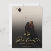 Foto Gold Script Law School Graduation Party Einladung (Vorderseite)