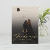 Foto Gold Script Law School Graduation Party Einladung (Stehend Vorderseite)
