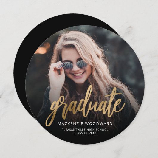 Foto Gold Script Runde Grand Ankündigung (Vorne/Hinten)