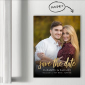Foto Gold Script Save the Date Magnetkarte