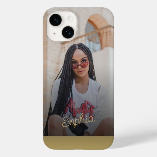 Foto Gold-Signaturnamensschrift personalisiert Case-Mate iPhone Hülle (Rückseite)