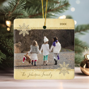 FOTO Gold Snow Keepake Weihnachtsbaum Keramikornament