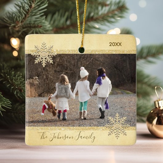 FOTO Gold Snow Keepake Weihnachtsbaum Keramikornament