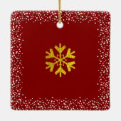 Foto Gold Snowflakes Peace Liebe und Joy Keepake Keramikornament (Rückseite)