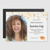 Foto Gold Stars Graduierungsparty Magneteinladung (Vorne/Hinten)