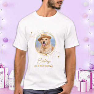 Foto Gold Stars Personalisierter Hund Geburtstag T-Shirt