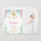 Foto Gold und Green Ballerina Einladung (Vorderseite)