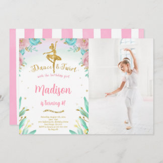 Foto Gold und Green Ballerina Einladung
