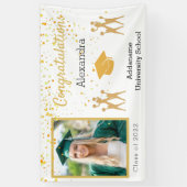 Foto Gold und Weiß Cheerleader Abschluss Banner (Vertikal)