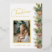 Foto Gold Weihnachtskarte Folien Feiertagskarte (Vorderseite)