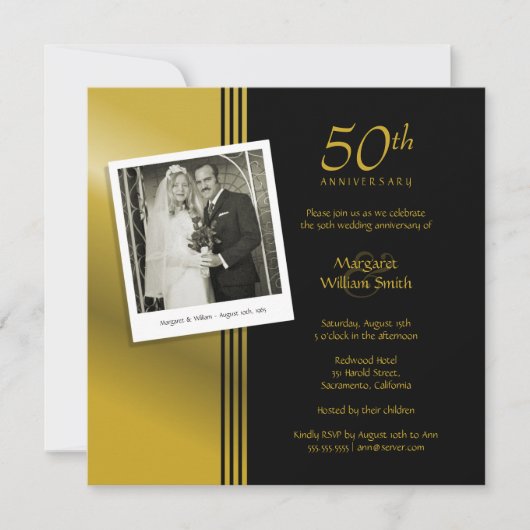 Foto Golden 50. Hochzeitstag Party Einladung (Vorderseite)