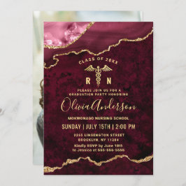 Foto Golden Red Nursing School Graduation Party Einladung