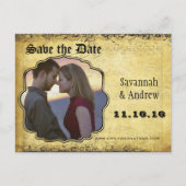 Foto Golden Yellow Heart Leaf Tree Save the Date Ankündigungspostkarte (Vorderseite)