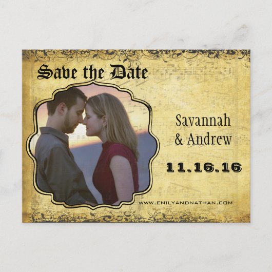 Foto Golden Yellow Heart Leaf Tree Save the Date Ankündigungspostkarte (Vorderseite)