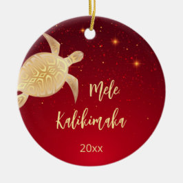 FOTO-Goldschildkröte | Hawaiianische Weihnachten Keramik Ornament