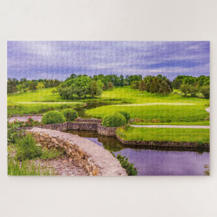 Foto Golfplatz mit Landschaftlicher Wassergefahr Puzzle