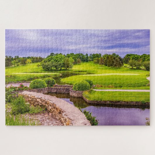 Foto Golfplatz mit Landschaftlicher Wassergefahr Puzzle (Horizontal)