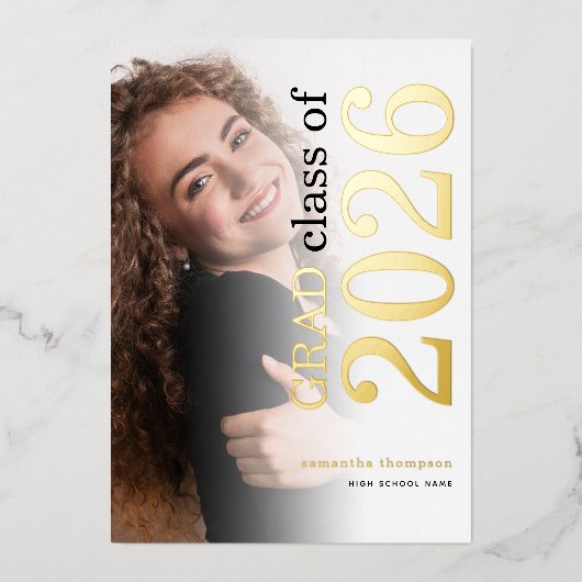 Foto Grad 2025 Gold Real Foil Ankündigung (Vorderseite)