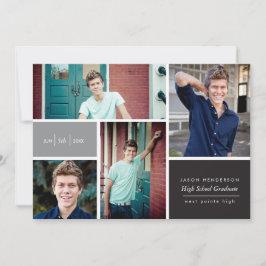 Foto-Grad-Ankündigung für Farbblöcke Einladung