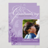 FOTO GRAD ANNOCEMENT elegant lila Einladung (Vorne/Hinten)