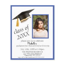 Foto Grad Cap Graduation Party Einladung in Blue