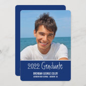 FOTO GRAD INVITE einfache schlichte königliche Mar Einladung (Vorne/Hinten)