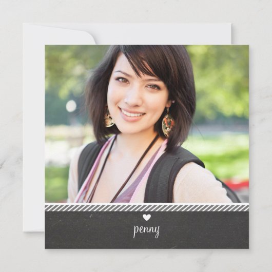 FOTO GRAD INVITE Quadrat weißer Tafeltext Einladung (Rückseite)