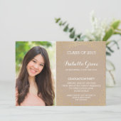 FOTO GRAD PARTY Mini-Gold Konfetti-Öko kraft Einladung (Stehend Vorderseite)