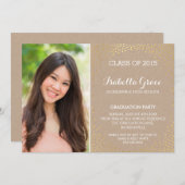 FOTO GRAD PARTY Mini-Gold Konfetti-Öko kraft Einladung (Vorne/Hinten)