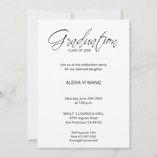 Foto Grad Whimsical Modern Calligraphy Abschluss (Rückseite)