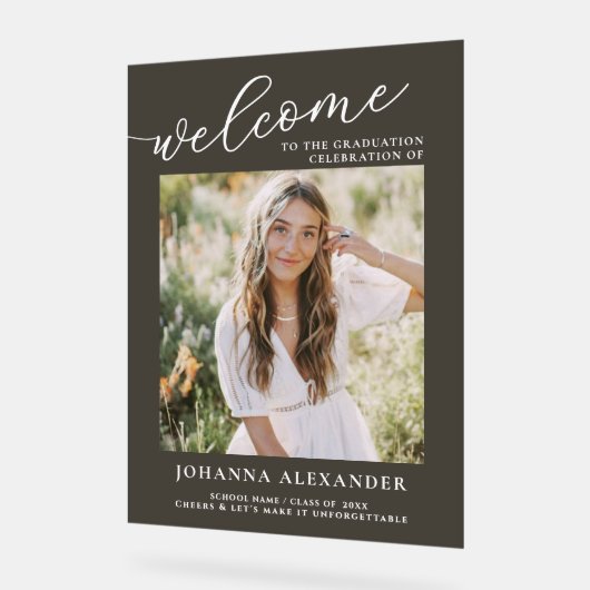 Foto Graduate Abschluss Willkommen Acrylschild (Winkel)