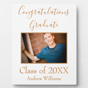 Foto Graduate Class of 20XX Brown and White Invi Fotoplatte