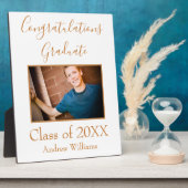 Foto Graduate Class of 20XX Brown and White Invi Fotoplatte (Seite)